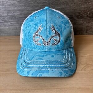 Realtree Fishing Hat Cap Snap Back Blue Gray Camo Performance Adjustable
